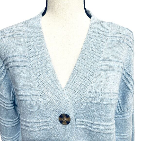 Cupcakes And Cashmere V-Neck Button Cardigan Sweater Light Blue Women’s Sz M - Picture 3 of 9